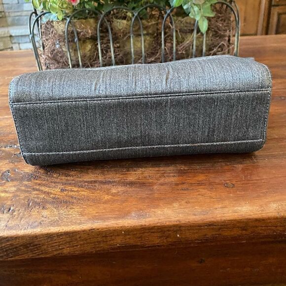 Salvatore Ferragamo Steel Grey/Blue Fabric Shoulder Bag Silver Chrome Hardware V - Picture 7 of 13